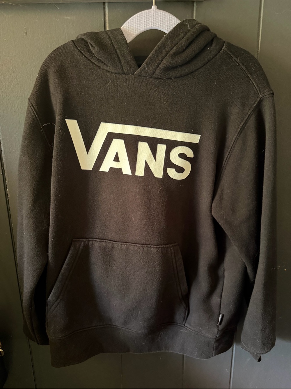 Vans Black Hoodie with White Logo - Men's Pullover